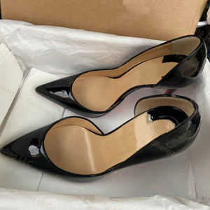 Luxury Brand Ladies CL Red Bottom High Quality Heels <b>Black</b> Leather <b>Slip</b>-<b>On</b> Lightweight Chunky Style Summer Autumn Pointed Toe - Product Image 4