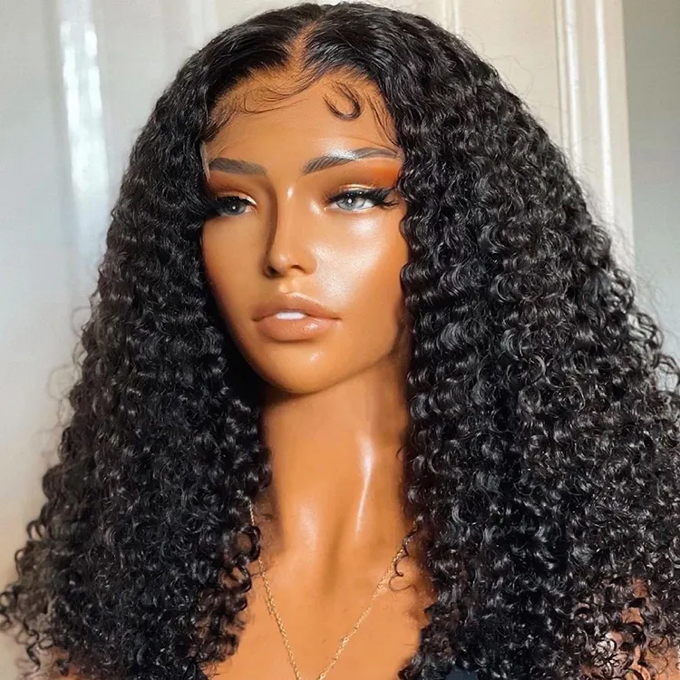 Double Drawn Afro Kinky Curly Vendors Wig Virgin Hair Human Hair Wig