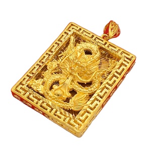 Nouveaux accessoires en laiton, bijoux en or plaqué, pendentif dragon, pendentif plaque carrée totem dragon, accessoires pour hommes - Product Image 1