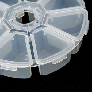 Boîte de rangement ronde transparente en plastique à 8 compartiments pour la décoration des ongles, les bijoux, le salon de manucure, l'affichage des outils - Product Image 4