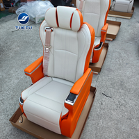 Siège de capitaine en cuir Nappa orange avec massage, chauffage, ventilation, appuie-tête papillon et repose-jambes électrique pour van