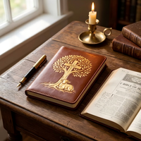 Carnet de prière chrétien A5 avec logo personnalisé en relief, couverture en cuir PU souple, journal biblique, cadeau religieux