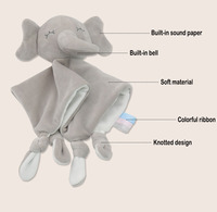 Serviette Douce en Peluche pour Bébé, Éléphant, Lapin, Tête d'Animal, Jouets en Peluche avec Couverture de Sécurité pour Bébé, M2210