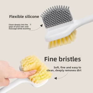 Long-Handled Double-Sided Modern Plastic Bath <b>Brush</b> with Multifunctional Soft Bristle Scrubber for Foot & <b>Back</b> Exfoliation - Product Image 2