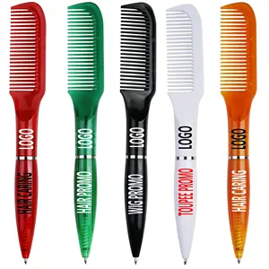 Kunststoff Twist Comb Shape Kugelschreiber mit Logo für Haarpflege, Perücke und Toupet Promotion Stifte Artikel