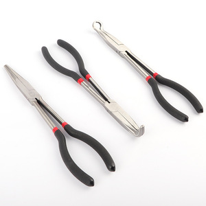 90 Degree Bend Nose Pliers 11 Inch Stainless Steel Industrial Grade Pointed Beak Smooth Jaw Extension Needle Nose Pliers - Product Image 1