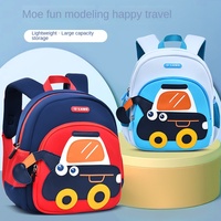 Sac à dos d'école maternelle Olang pour enfants de 1 à 6 ans, motif excavatrice de dessin animé, ultra-léger, en polyester, grande capacité, anti-perte, unisexe
