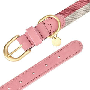 Mejor venta Durable al aire libre diario ajustable cuero de vaca y algodón correas grabadas accesorios para mascotas Gatos Perros <span class=keywords><strong>Collar</strong></span> de lujo - Product Image 3