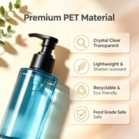 Bouteille cosmétique PET personnalisée avec pompe pour shampoing, lotion, gel douche, soin de la peau, sérum, impression UV, 300 ml, 500 ml, 700 ml