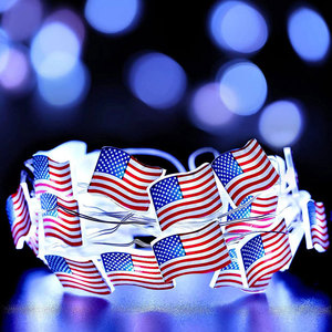 Guirlande lumineuse en fil de cuivre de 4 mètres avec 40 <span class=keywords><strong>LED</strong></span> en forme d'étoile et drapeau américain, décoration nationale du 4 juillet, rouge, blanc, bleu, en provenance de Chine - Product Image 2