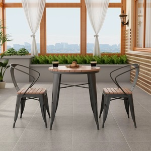 <span class=keywords><strong>Mesa</strong></span> redonda impermeable para exteriores, <span class=keywords><strong>Mesa</strong></span> compuesta de plástico y madera, <span class=keywords><strong>mesa</strong></span> de comedor de café de Metal, juego de <span class=keywords><strong>mesa</strong></span> y silla WPC para jardín - Product Image 4