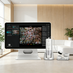 3-in-1 모발 두피 분석기 AI 기반 트리코스코프 (8개 스펙트럼 36MP 카메라 탑재) 수분 측정 및 모발 주름 감지 기능 - Product Image 1