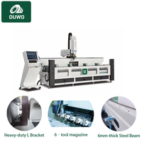 Machine de perçage et de fraisage CNC OUWO 3200 mm avec table rotative et moteur servo pour le traitement des trous et des profils en aluminium et en PVC.