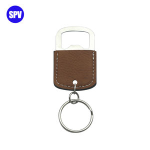 Abridor de Botellas de Cuero Sintético Marrón Oscuro con Llavero, Logotipo Personalizado, Grabado Láser, Diseño Moderno, Set de Regalo Promocional - Product Image 5