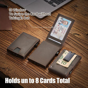 กระเป๋าใส่บัตรแบบวินเทจหนังวัวแท้ลายม้าแท้แบบวินเทจซองใส่บัตรสำหรับผู้ชายทำจากอลูมิเนียมโลหะทรงสลิมพร้อมคลิปหนีบ<span class=keywords><strong>เงิน</strong></span> - Product Image 2