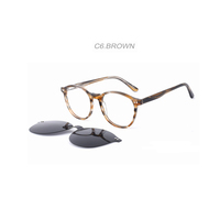 Lunettes de soleil rondes rétro de luxe certifiées CE, verres polarisés en acétate, forme diamant tendance, aimant magnétique