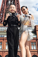 Robe de compétition de danse latine Vennystyle pour filles adultes - Vêtements de performance haut de gamme en spandex/coton personnalisés Rumba Chacha Samba Cowboy