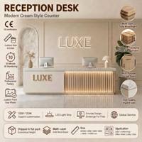 Comptoir de réception moderne de luxe avec éclairage LED et tiroirs de rangement, comptoir d'accueil commercial pour bureau, hôtel, salon, spa, clinique