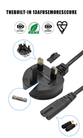 Câble d'alimentation UKCA certifié UK 3 broches C7 3A 250V 100% cuivre pour moniteur d'ordinateur DVD - HENG-WELL