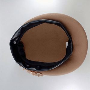 Ladies Fashion Autumn Winter 100% Wool Beret <b>Hat</b> Felt Flower Fascinator Beret <b>Hat</b> - Product Image 6