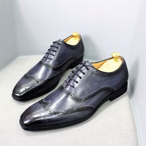 Chaussures habillées haut de gamme pour homme, style Oxford, en cuir véritable, plates, pour mariage et soirées formelles, style britannique - Product Image 5