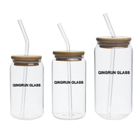 Bouteille transparente givrée de 16oz, tasse à eau, verre à bière de sublimation en forme de boîte de 12 16 20oz avec couvercle en bambou et paille