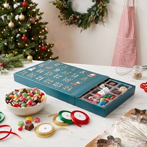 Luxury Bespoke 24 Days <strong>Christmas</strong> Advent Calendar Empty Box With Plastic Inner Insert Punch Out Doors for Gourmet Pralines <strong>Sweets</strong> - Product Image 1