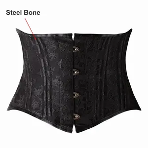 24 Steel Bone Black Satin Corsets and Bustiers To Wear Out Plus Size Short Corset Top Women Sexy