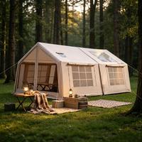 Nouvelle tente de camping gonflable automatique 2026 en tissu Oxford imperméable, quatre saisons, pour 6-8 personnes, portable et pliable, ensemble complet