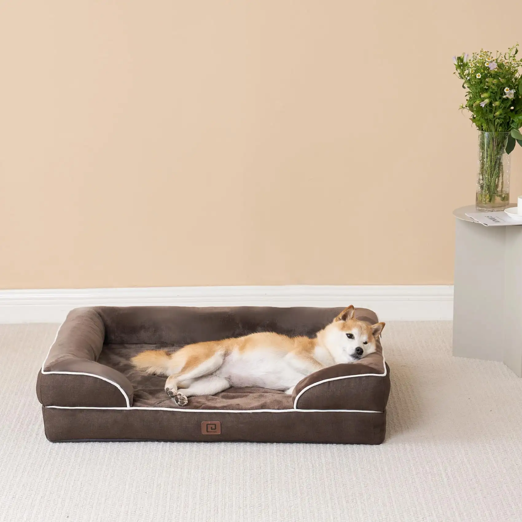 中型犬用の高品質の滑り止めボトムおよびエッグクレートフォーム整形外科用犬用ベッド