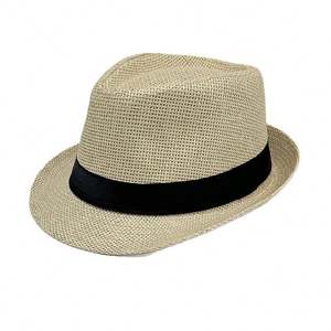 Sombrero Fedora de Paja con Logotipo Personalizado, Económico y a <span class=keywords><strong>la</strong></span> Moda, para Hombre y Mujer, para Verano, <span class=keywords><strong>Playa</strong></span>, Jazz - Product Image 1