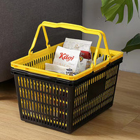 Panier de courses portable à 2 poignées, durable, à fond plat, pour supermarchés, salles de bain, magasins de proximité, pique-niques, grande capacité