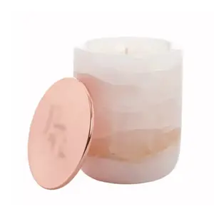 Wholesale Natural Soy Wax Marble Candle Jar Scented Candle With Metal Lid Folding Box,Chinese Factories Make Cheap Candles