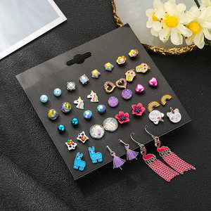 Ensemble de 20 paires de boucles d'oreilles tendance en acier, clous en forme de cœur, animaux du zodiaque, oiseaux, idéal pour offrir en occasion spéciale - Product Image 2