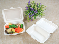 Boîtes à lunch écologiques en bagasse SINCERE 450 ml - 50/paquet pour restaurant, fête, hôtel et camping