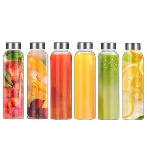 Bouteille de boisson en verre Borosilicate transparent écologique avec couvercle en acier inoxydable étanche pour réfrigérateur à jus - Product Image 1