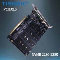 Tarjeta de expansión TISHRIC NVME M.2 MKEY SSD RAID PCIE X16 4Bay SSD Array tarjeta adaptadora placa base PCIE tarjeta dividida para 2230/42/60/80