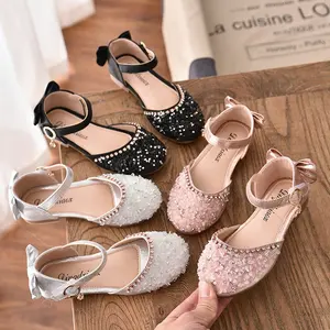 Summer Girls Princess Sandals For Baby Bling Shoes Children Casual Shoes Sequins Leather Dress Shoes Non-slip Kids Dance Sandals