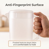 Carafe en plastique PC transparente personnalisée, résistante à la chaleur, sans BPA, avec couvercle, en matériau épaissi, finition sablée