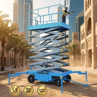 Plateforme mobile à ciseaux électrique - Construction en acier, capacité de 100 kg, hauteur maximale de 14 m, vitesse de levage de 20/17 secondes, capacité de 4 personnes