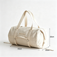 Bolsa de Gimnasio de Lona de Algodón Crudo Premium con Logotipo Personalizado, Bolsa de Viaje Tipo Barril Forrada para Fin de Semana, Bolsa de Gimnasio Simple con Asas de Transporte