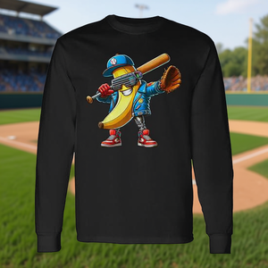 T-shirt à manches longues Cute Banana Player, design pour les amateurs de fruits, thème baseball - Product Image 3