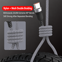 Câble de charge rapide Type-C 6A en nylon avec conducteur en cuivre pur et blindage tressé pour transfert de données haute vitesse et téléphones mobiles