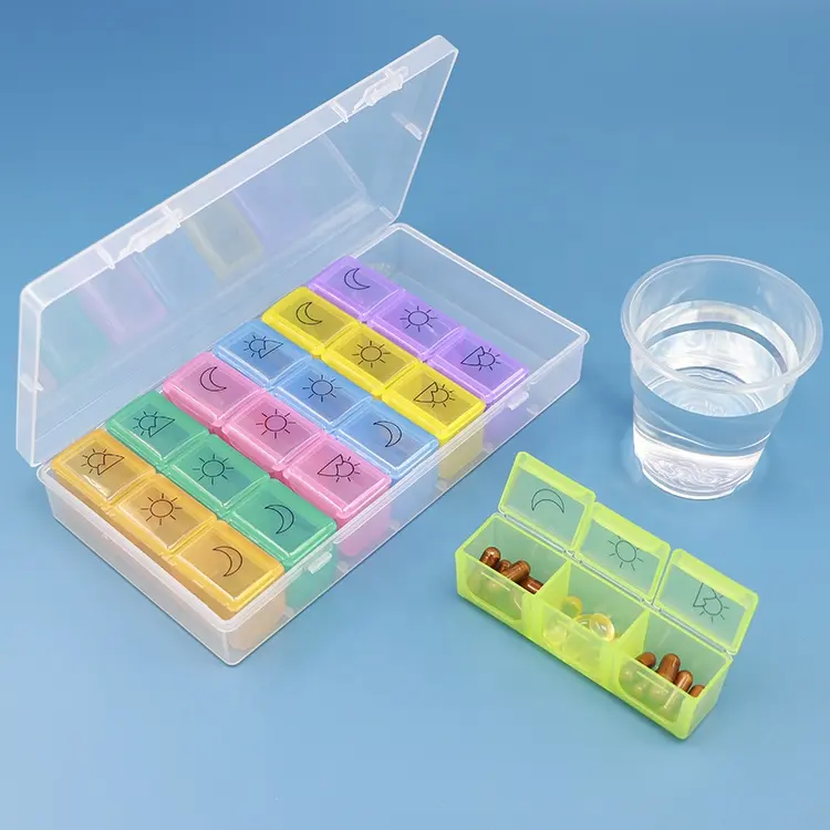 Vitamin E Capsules Weekly (7day) Pill Box Organizer Medicine Ball Case Box Set Wholesale Slimming Pill Case