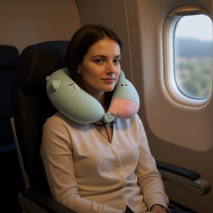 Oreiller de voyage Mitu U-Pillow 33 cm avec support pour le cou et motif chat pour un sommeil confortable en avion ou en voiture - Product Image 2
