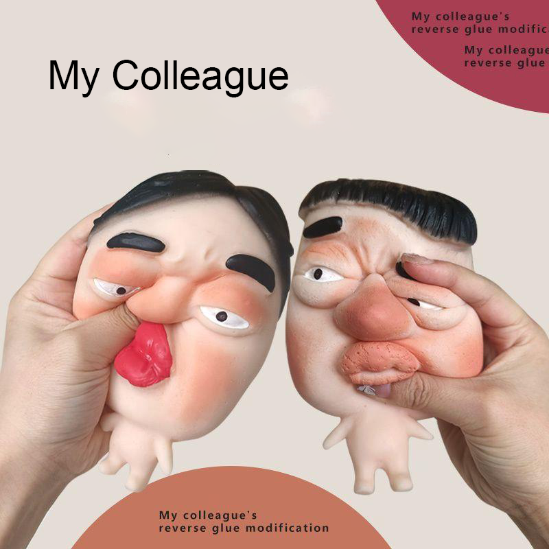 New Trending TPR Cheek Pinching Fun Stress Relief Squishy Toy Big Head Full Lips Masked Person Pimple Squeezing Toy Sensory