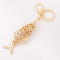 Porte-monnaie créatif en cuir avec strass, petit poisson, pendentif porte-clés, animal marin, poisson rouge, cadeau d'anniversaire, vente en gros
