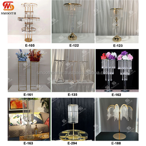 Base Redonda para Flores con Anillo Liso, <span class=keywords><strong>Pilar</strong></span> Brillante con Bolas de Cristal Transparente, Centro de Mesa para Bodas, Decoración Dorada para Pasillo de Escenario - Product Image 5