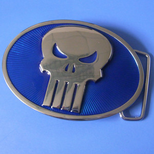 Hebilla de cinturón metálica con diseño de calavera Punisher, hebilla de aleación de zinc para hombre, acabado en níquel brillante, accesorio de utilería de película. - Product Image 2