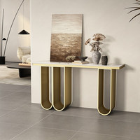Table console en métal moderne italienne avec plateau en pierre pour hall d'hôtel, entrée, couloir, villa, salon, design moderne, décoration de luxe